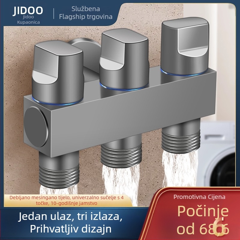 Bakarni kutni ventil s tri kontrole, četverostrani miješalnik s tri izlaza