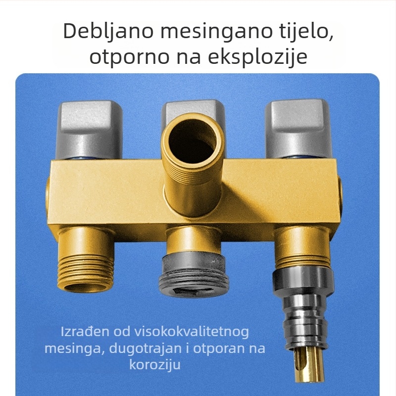 Bakarni kutni ventil s tri kontrole, četverostrani miješalnik s tri izlaza