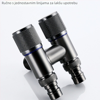 Kran za perilicu s jednim ulazom i dva izlaza, ugradbeni u zid, nehrđajući čelik, model T-tip, radni tlak <0,7 MPa, unutarnji promjer univerzalni 4 točke, tuš za WC, dvostruki vodeni razvodnik