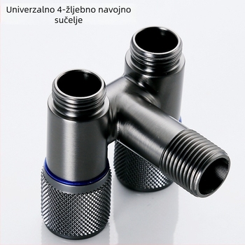 Kran za perilicu s jednim ulazom i dva izlaza, ugradbeni u zid, nehrđajući čelik, model T-tip, radni tlak <0,7 MPa, unutarnji promjer univerzalni 4 točke, tuš za WC, dvostruki vodeni razvodnik