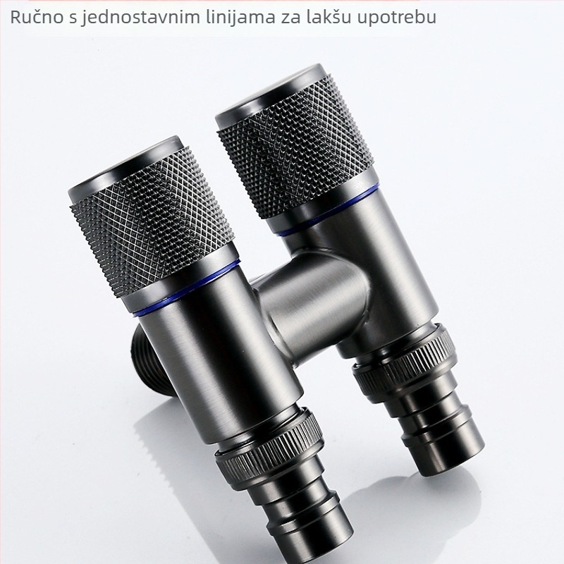 Kran za perilicu s jednim ulazom i dva izlaza, ugradbeni u zid, nehrđajući čelik, model T-tip, radni tlak <0,7 MPa, unutarnji promjer univerzalni 4 točke, tuš za WC, dvostruki vodeni razvodnik