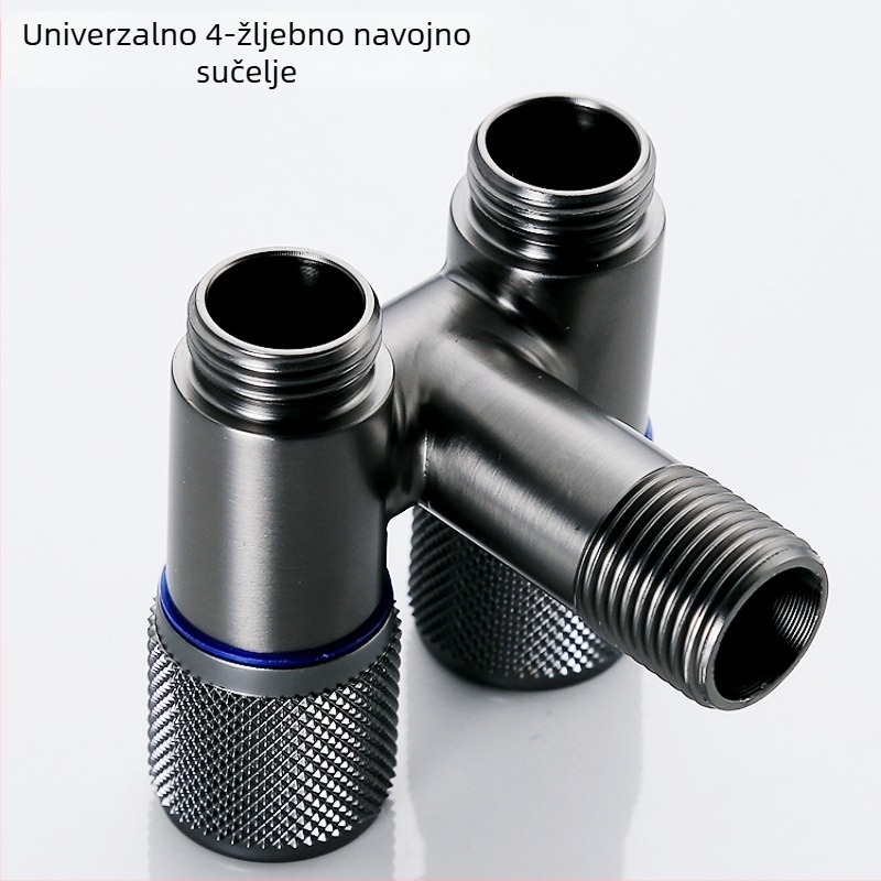 Kran za perilicu s jednim ulazom i dva izlaza, ugradbeni u zid, nehrđajući čelik, model T-tip, radni tlak <0,7 MPa, unutarnji promjer univerzalni 4 točke, tuš za WC, dvostruki vodeni razvodnik