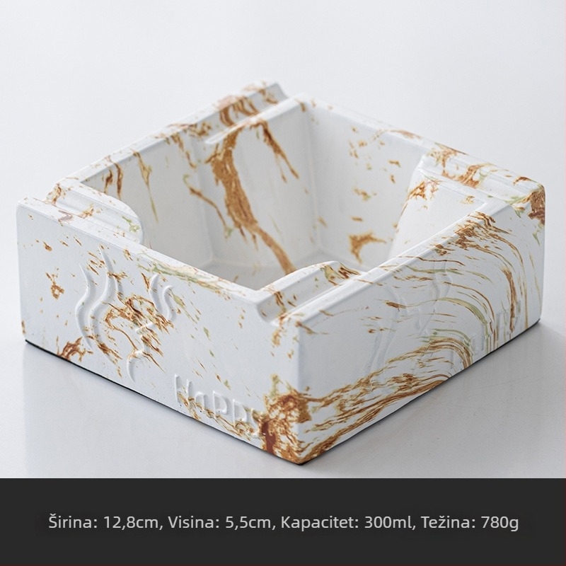 Keramički pepeljara za ured i dom, europski dizajn, s prostorom za pohranu, otiskom logotipa i prilagodbom; materijal: keramika/kamena prašina