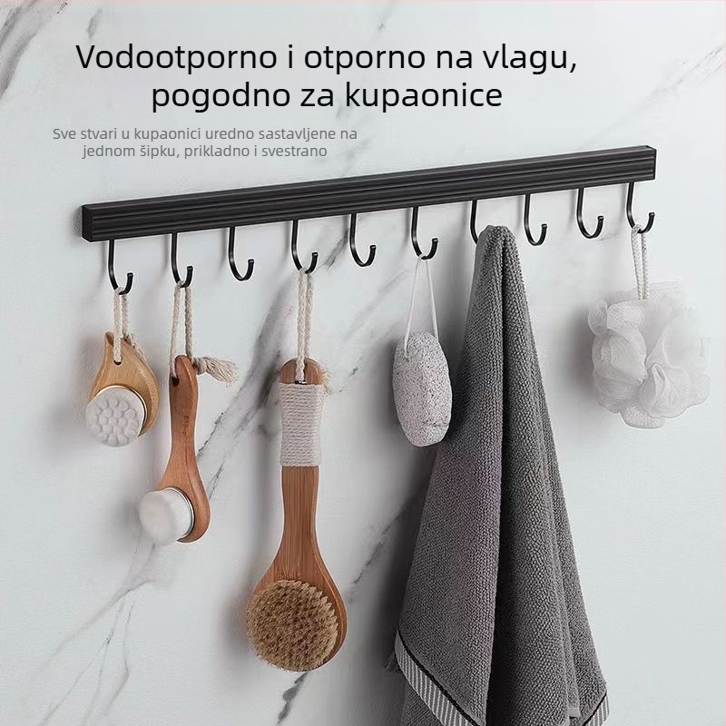 Pokretna zidna kuka za kuhinju i skladišna polica, bez bušenja; materijal: aluminij, završni premaz pečenjem, težina: 1, moderni minimalistički stil.