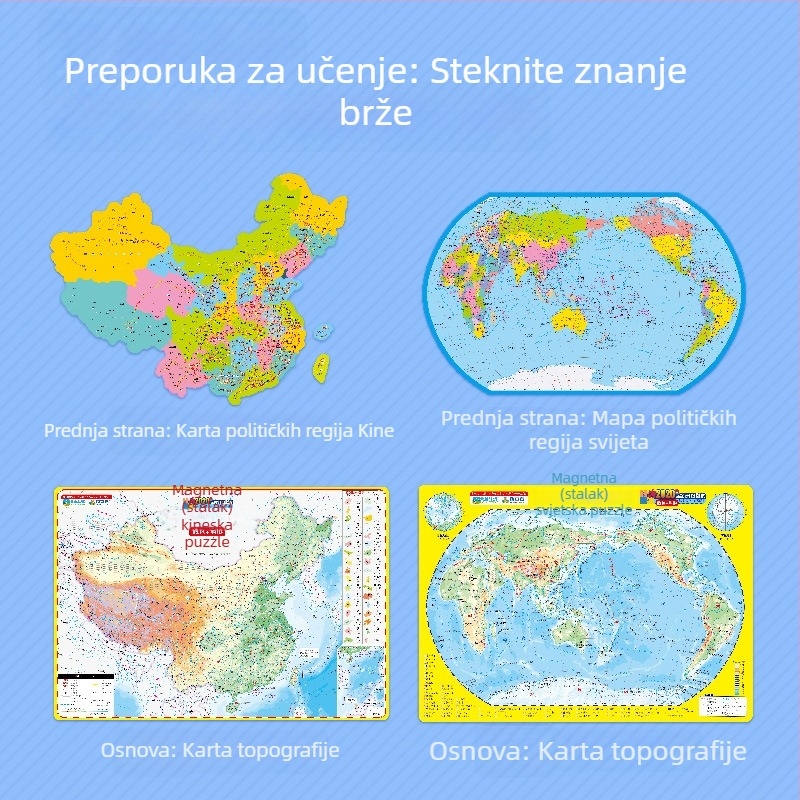 Magnetna slagalica karte Kine - ravni slagalica, EVA materijal, uzrast 7-14 godina, obrazovna geografska igra