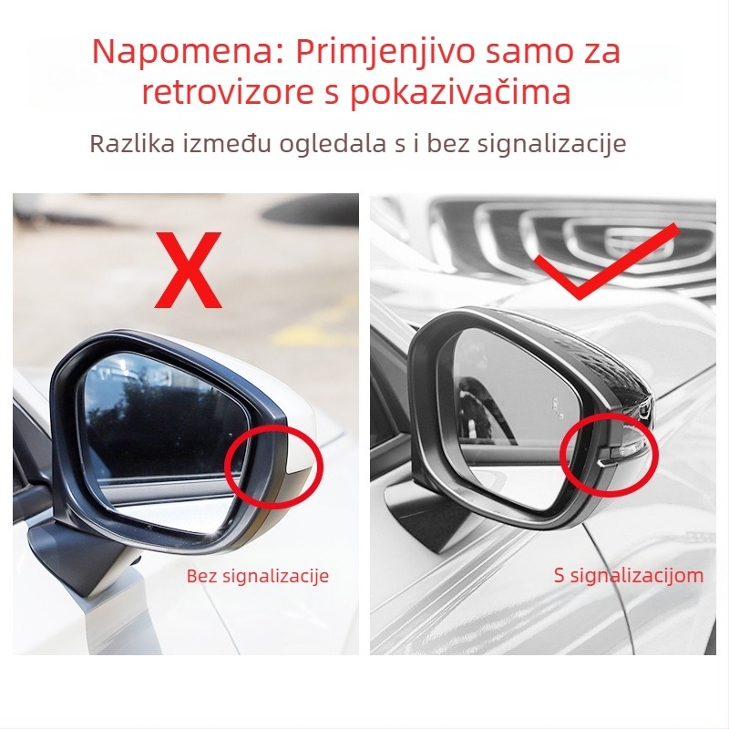 Kišna zaštita retrovizora za Honda Civic, CR-V, Lingpai i Accord | Materijal: ABS inženjerski plast | Lijepilo: 3M | Instalacija bez bušenja | Model BT00099