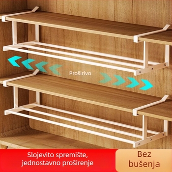 Proširivi ormarić za cipele s jednim slojem, okvir od karbonskog čelika, montaža kukicom bez bušenja, jednostavan i moderan stil, pogodan za kuhinju, spavaću sobu i kupaonicu.