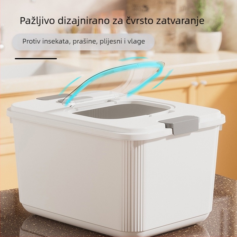 Kutija za skladištenje riže – PP plastika, zatvorena, otpornost na vlagu, otporna na insekte, kapacitet ispod 4 L
