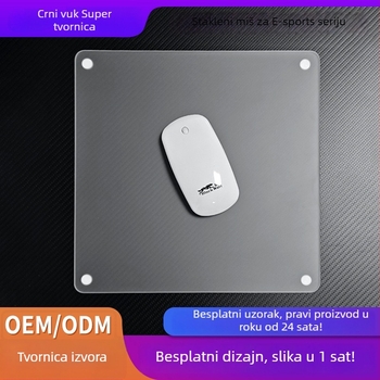 Staklena podloga za miš s zaobljenim kutovima, mat površina protiv klizanja, USB hub, dvostrana