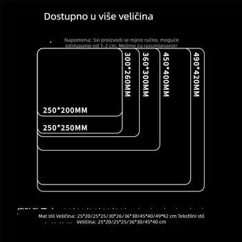 Staklena podloga za miš s zaobljenim kutovima, mat površina protiv klizanja, USB hub, dvostrana
