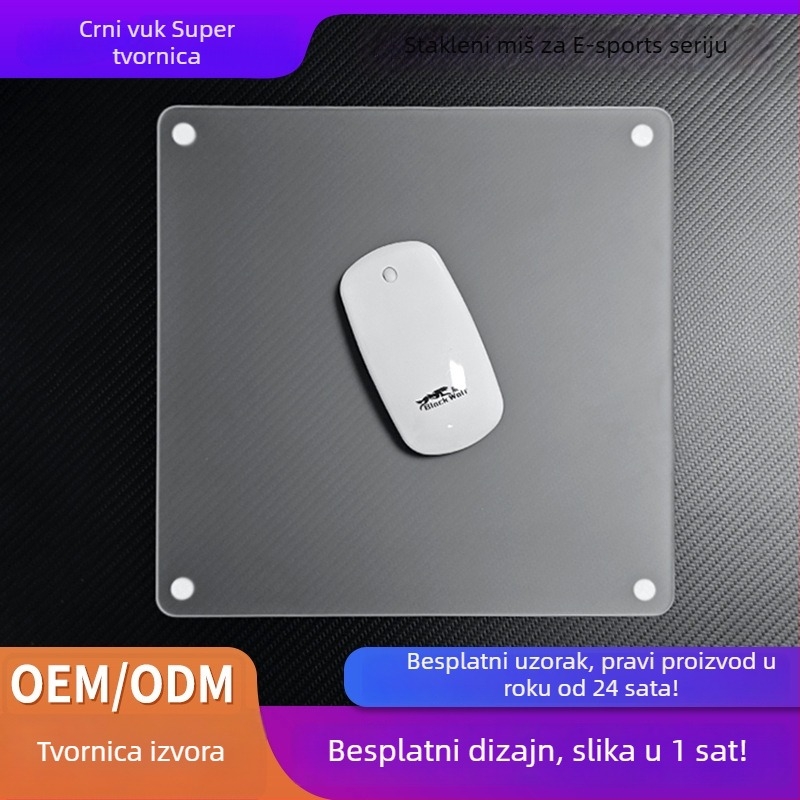Staklena podloga za miš s zaobljenim kutovima, mat površina protiv klizanja, USB hub, dvostrana