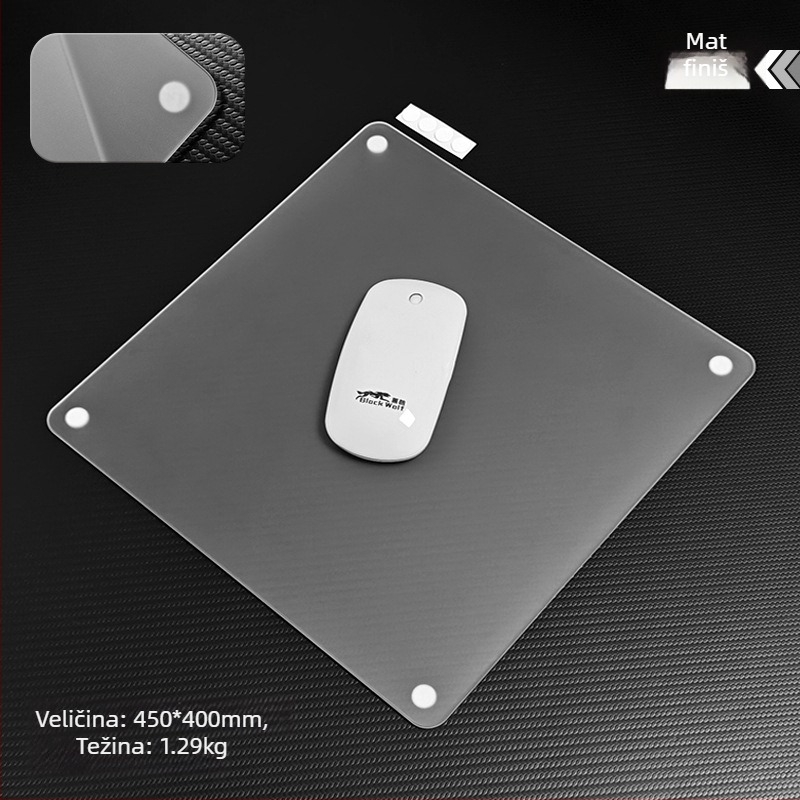 Staklena podloga za miš s zaobljenim kutovima, mat površina protiv klizanja, USB hub, dvostrana