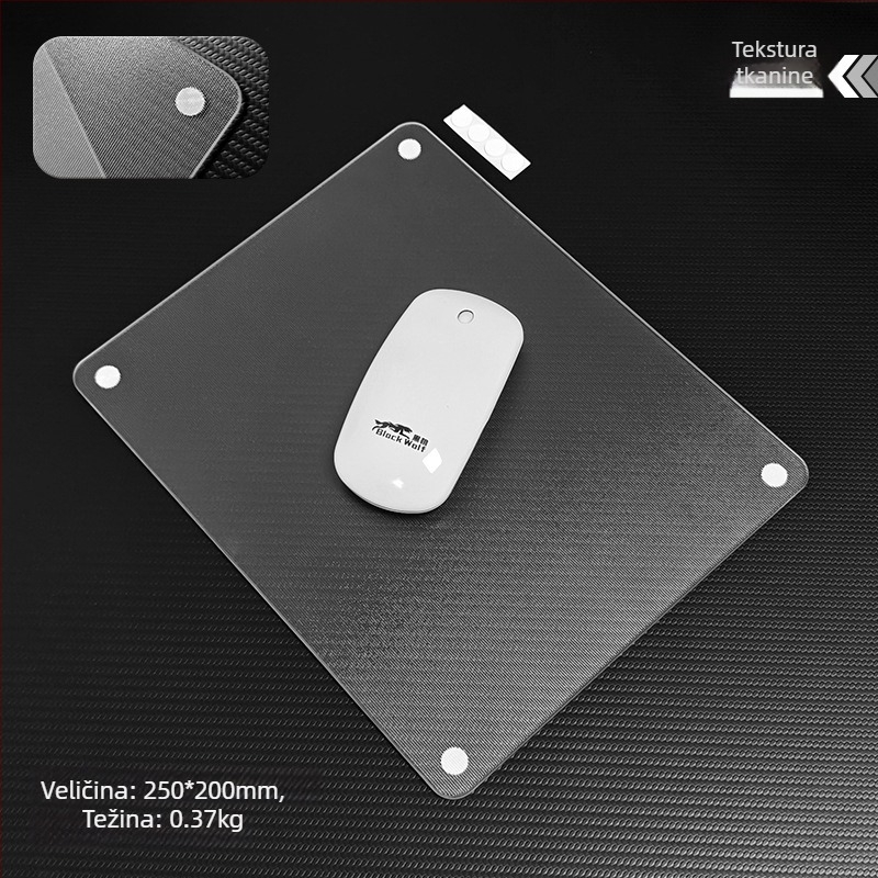 Staklena podloga za miš s zaobljenim kutovima, mat površina protiv klizanja, USB hub, dvostrana
