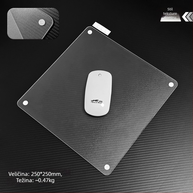 Staklena podloga za miš s zaobljenim kutovima, mat površina protiv klizanja, USB hub, dvostrana