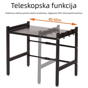Stojni stalak za mikrovalnu pećnicu, višeslojni kuhinjski stalak, karbonska čelika, OEM logo, moderan minimalistički stil