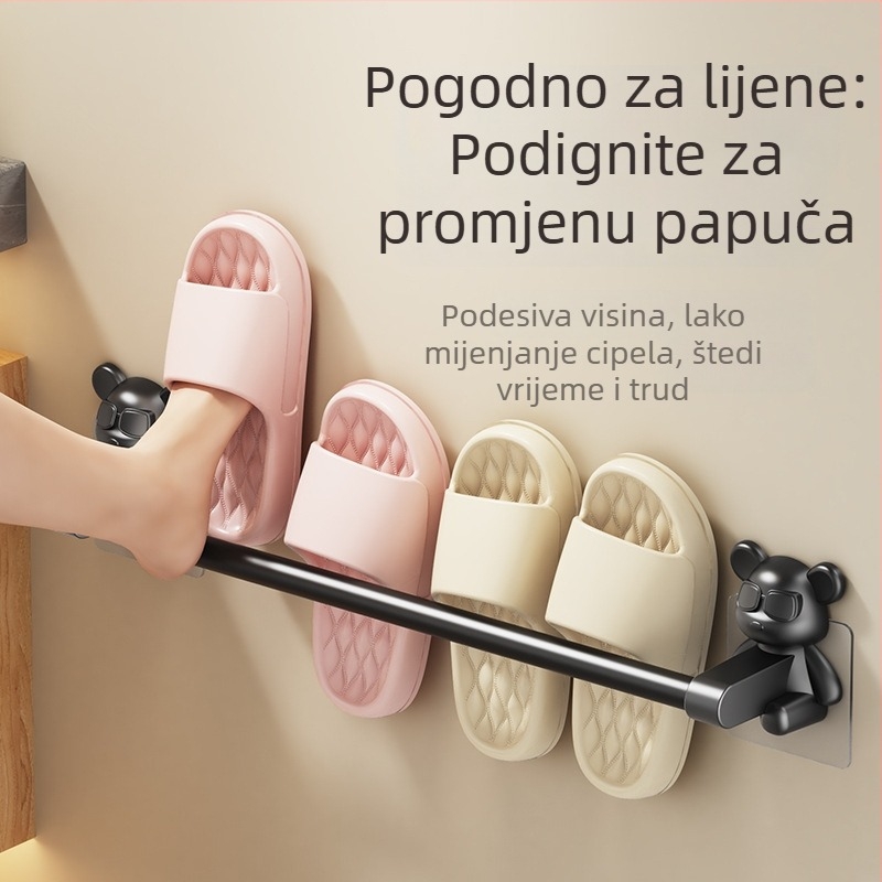 Zidni držač papuča u obliku mede, bez bušenja, otporan na vlagu, za kupaonicu i kuhinju