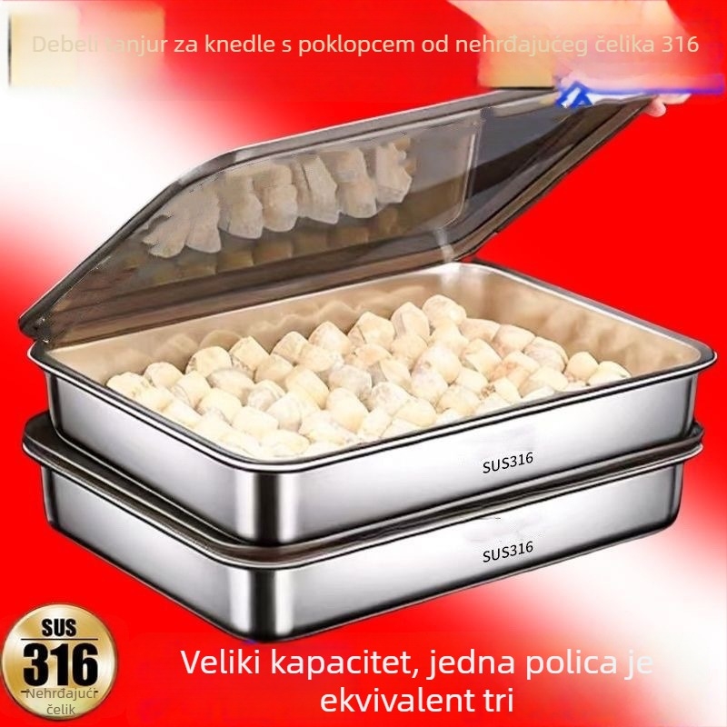 Tava za knedle od nehrđajućeg čelika – skladištenje i očuvanje svježine, kvadratni oblik, model kF4FPTMM