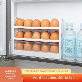Plastična kutija za jaja u hladnjaku, trostruki regaľ, okretni poklop, velika kapaciteta, čuva svježinu jaja