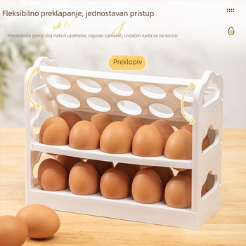 Plastična kutija za jaja u hladnjaku, trostruki regaľ, okretni poklop, velika kapaciteta, čuva svježinu jaja