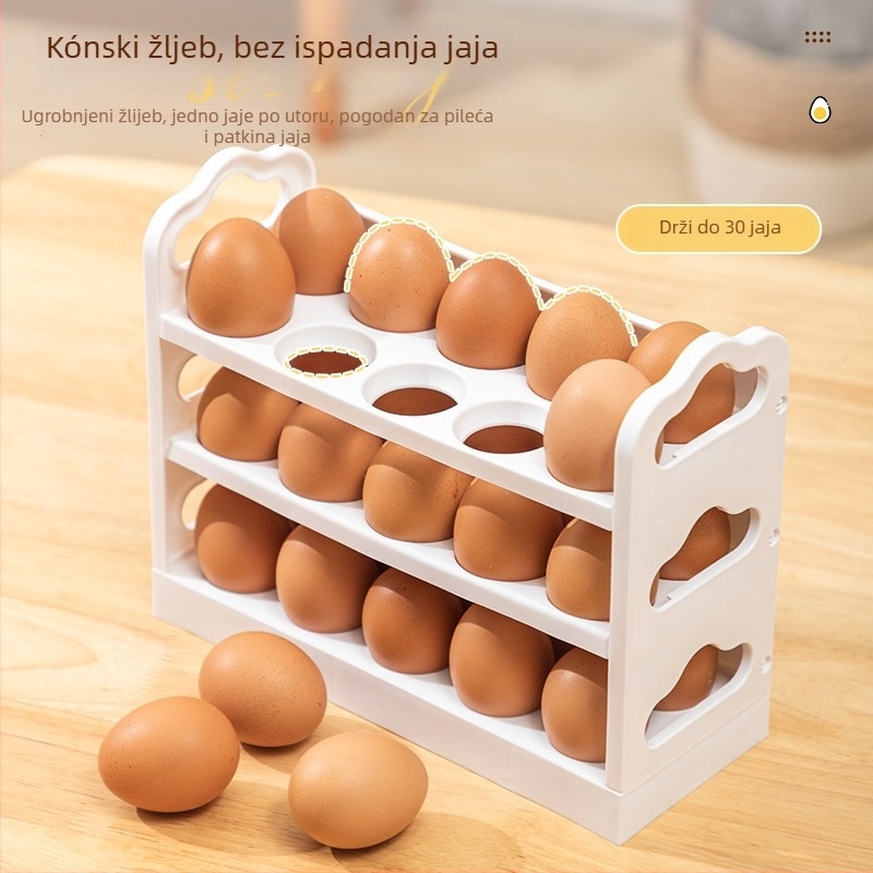 Plastična kutija za jaja u hladnjaku, trostruki regaľ, okretni poklop, velika kapaciteta, čuva svježinu jaja