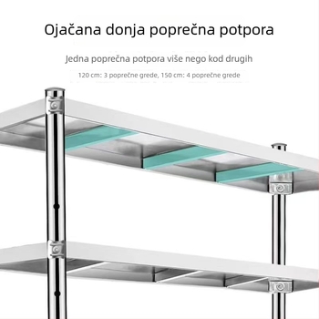 Regal od nehrđajućeg čelika 201, višeslojni kuhinjski regal, podni stalak