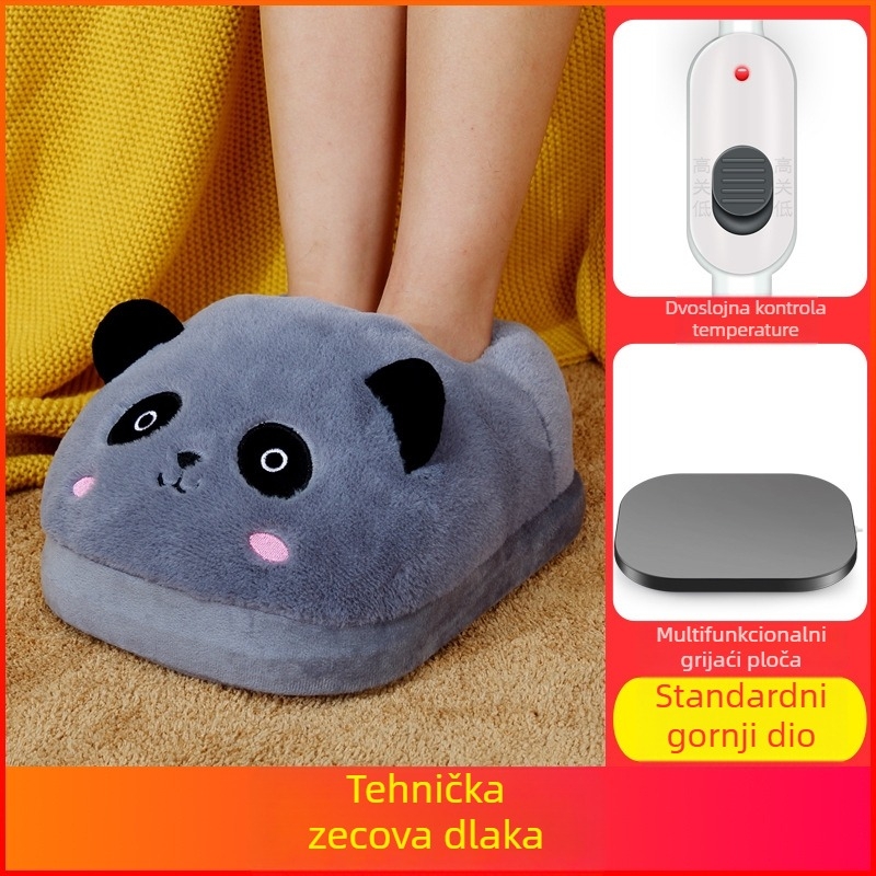 Električne grijane papuče, USB napajanje, gornji dio od velura, plastična potplata, unisex