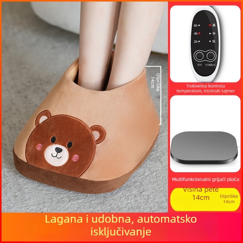 Električne grijane papuče, USB napajanje, gornji dio od velura, plastična potplata, unisex