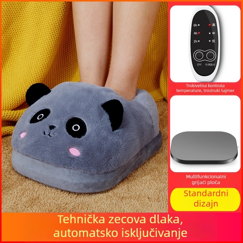 Električne grijane papuče, USB napajanje, gornji dio od velura, plastična potplata, unisex