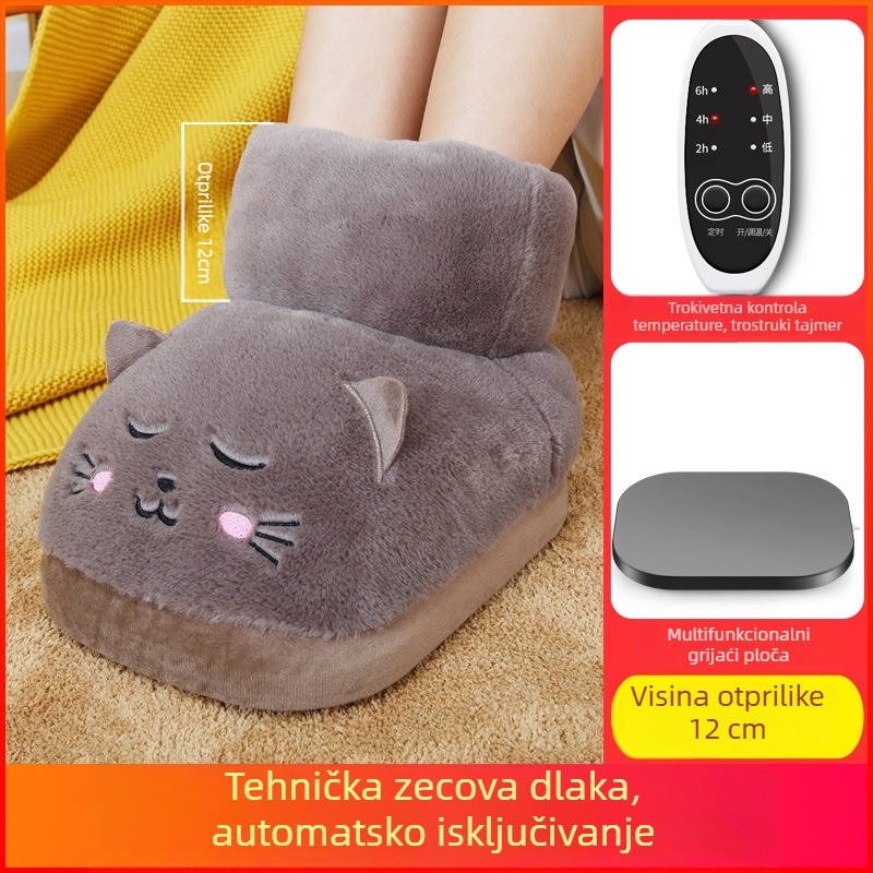 Električne grijane papuče, USB napajanje, gornji dio od velura, plastična potplata, unisex