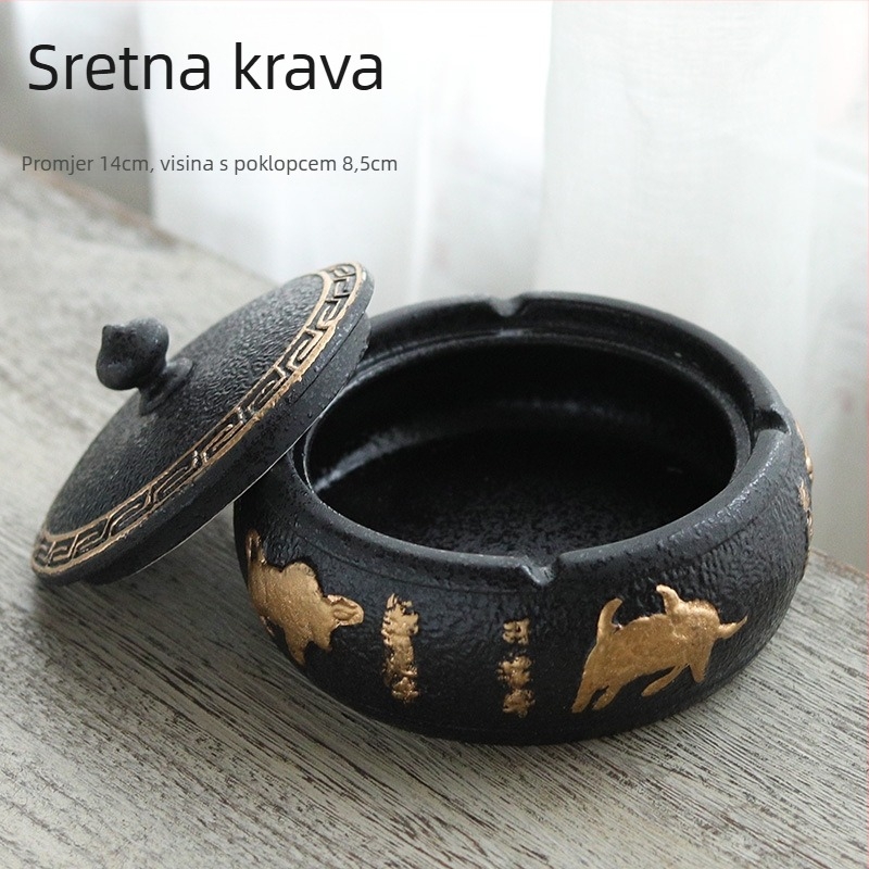 Keramički pepelnjak s poklopcem, Morning xiang, novi kineski stil, dekorativan i za skladištenje