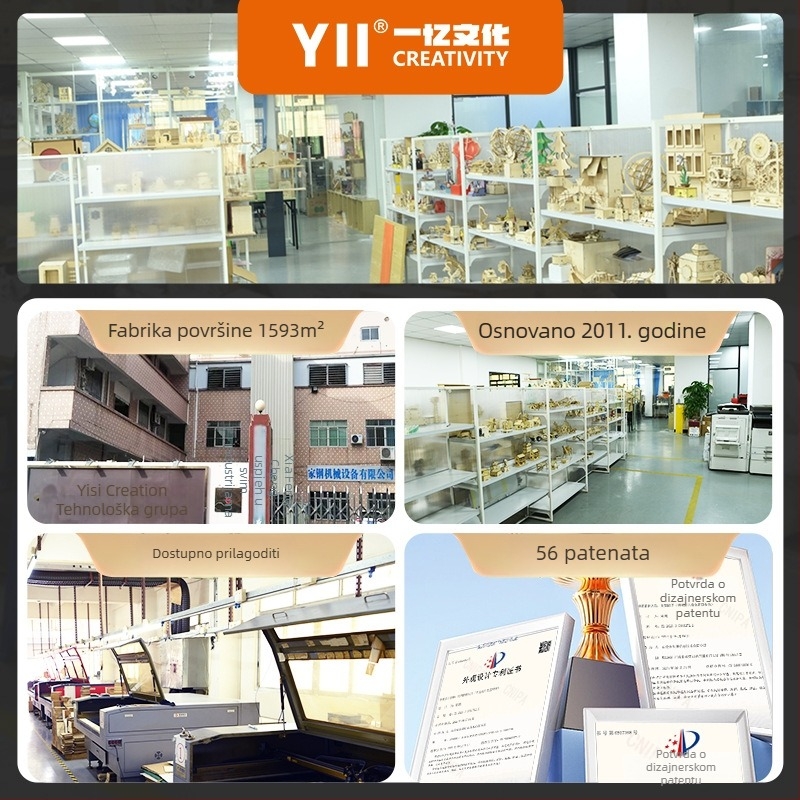 Drveni 3D puzzle glazbena kutijica s laserskim graviranjem, prilagodljivo prema crtežima