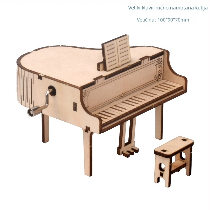 Drveni 3D puzzle glazbena kutijica s laserskim graviranjem, prilagodljivo prema crtežima