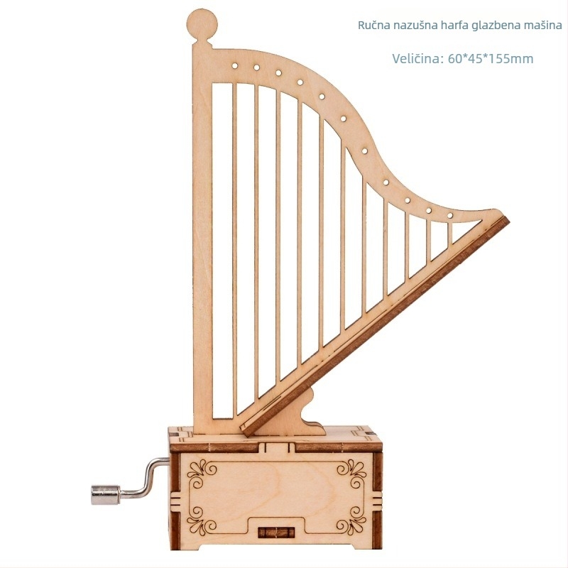 Drveni 3D puzzle glazbena kutijica s laserskim graviranjem, prilagodljivo prema crtežima