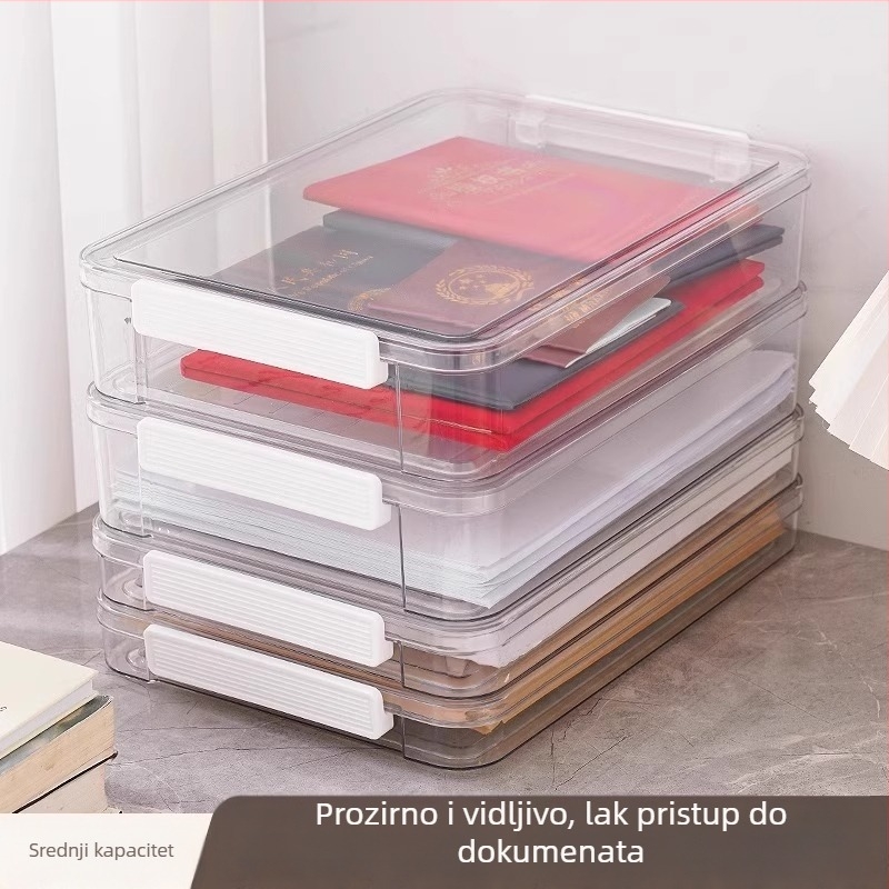 Prozirna PET kutija za dokumente s kliznim poklopcem, organizator dokumenata