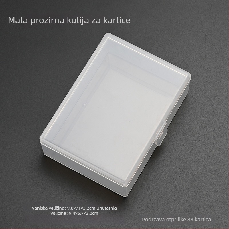 Prozirna kutija za kartice | PP plast, prašine otporna, kapacitet 80–130 kartica, moderni minimalistički stil, pogodna za stolno, radni prostor i ladicu