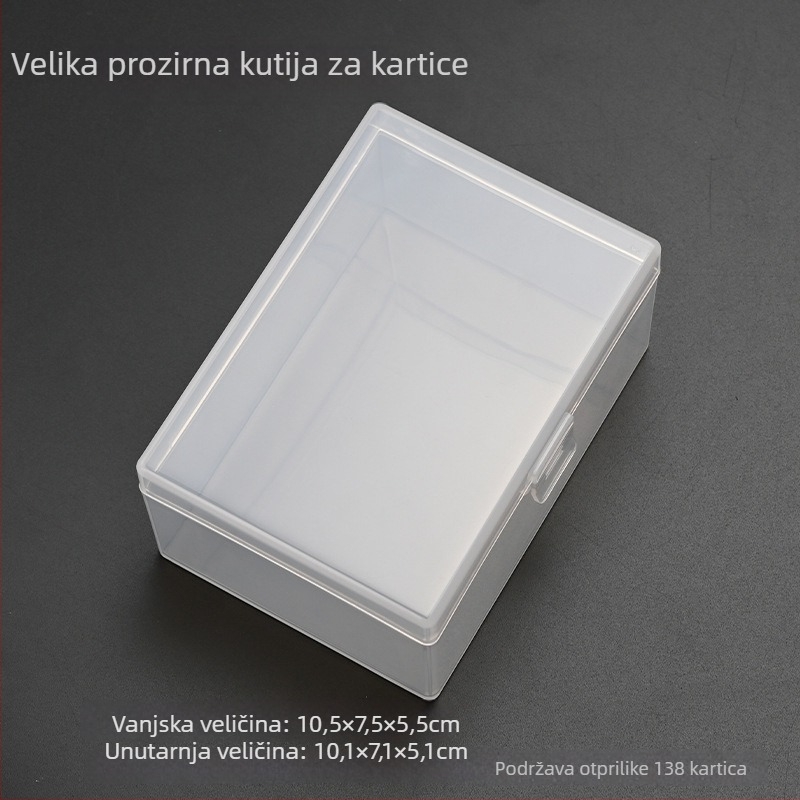 Prozirna kutija za kartice | PP plast, prašine otporna, kapacitet 80–130 kartica, moderni minimalistički stil, pogodna za stolno, radni prostor i ladicu