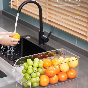 Plastični spremnik za hladnjak s izvlačnim ladicom, za jaja i namirnice, moderan minimalistički dizajn