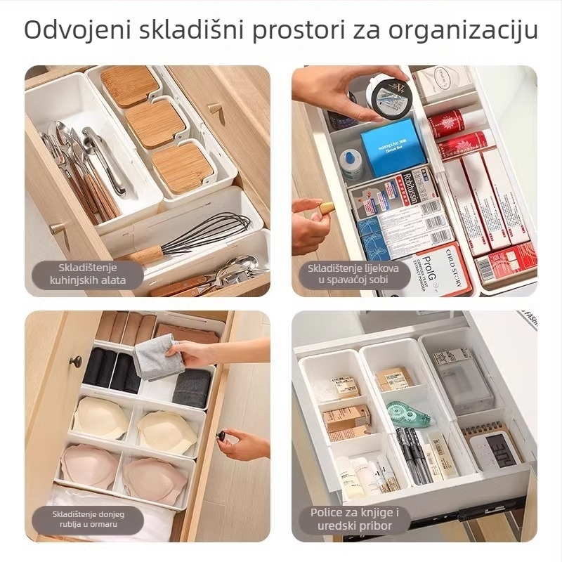 Plastična kutija za ladicu s ugrađenim pregradama, model 0747, organizator za kozmetiku i ruževe