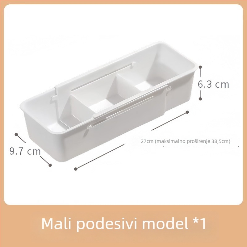 Plastična kutija za ladicu s ugrađenim pregradama, model 0747, organizator za kozmetiku i ruževe