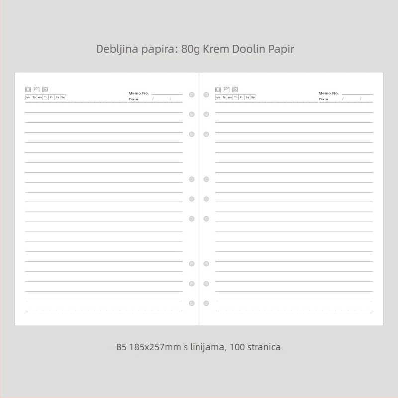 Monroe A5A6 dopuna za bilježnicu, A5 jezgra, 45 listova, 6 rupa