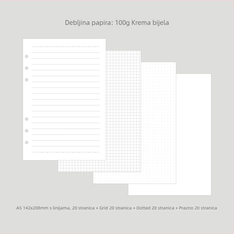 Monroe A5A6 dopuna za bilježnicu, A5 jezgra, 45 listova, 6 rupa