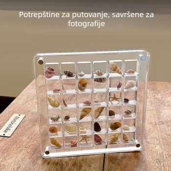 Kvadratna akrilna kutija za pohranu s pregradnim odjeljcima, podijeljeni unutarnji prostor, kapacitet 1 L, mrežasti uzorak