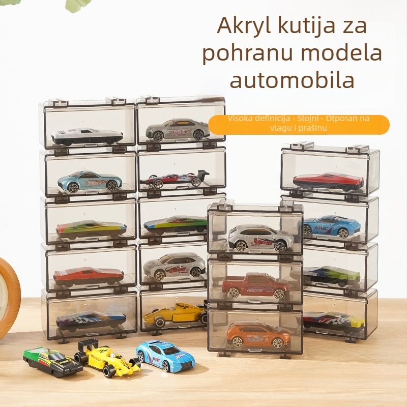 MD-0845 kutija za skladištenje automobilskih modela, ABS plast, otporna na prašinu, s poklopcem, pogodna za dnevni boravak, spavaću sobu i radnu sobu