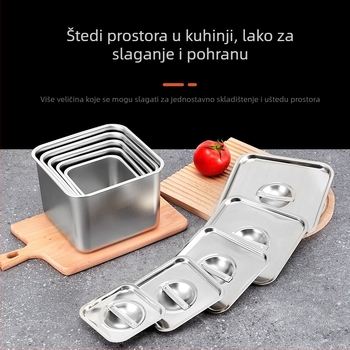 Nehrđajući čelik kutija za začine, namijenjena čvrstim začinima, višenamjenska kvadratna kutija za skladištenje, s tiskanim logom — Brand: Chao jizheng