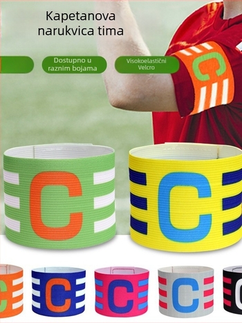 Nylon kapitanska narukvica za nogomet s Velcro trakom, oblik C, prilagodljivo sredstvo za trening