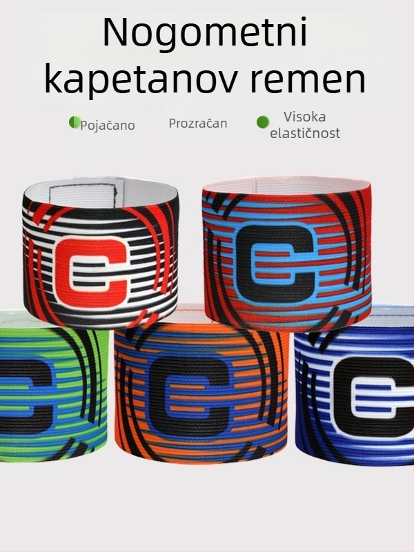Nylon kapitanska narukvica za nogomet s Velcro trakom, oblik C, prilagodljivo sredstvo za trening