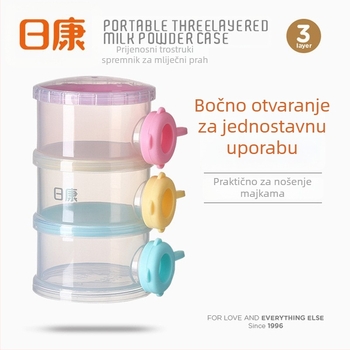 Rikang Kutija za bebino mlijeko u prahu – prijenosna trostruka putna kutija s velikim kapacitetom