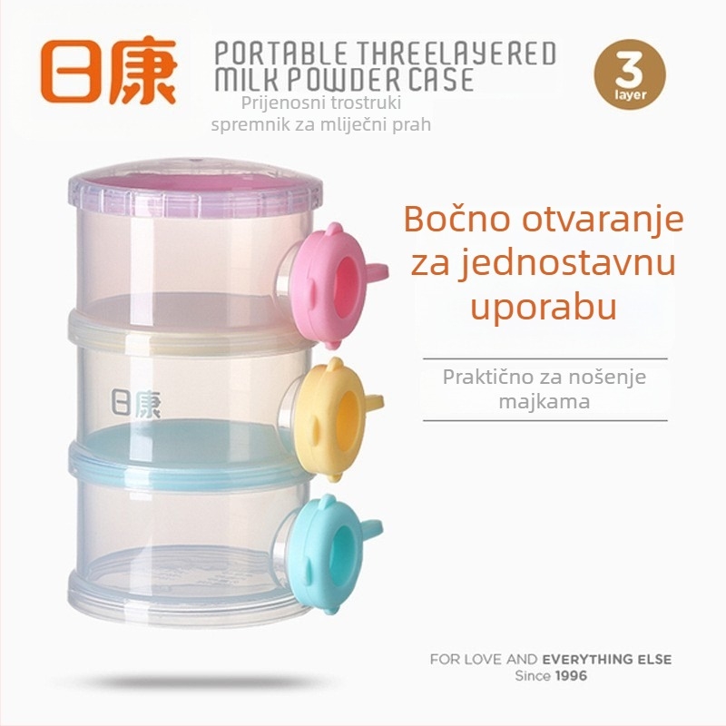 Rikang Kutija za bebino mlijeko u prahu – prijenosna trostruka putna kutija s velikim kapacitetom