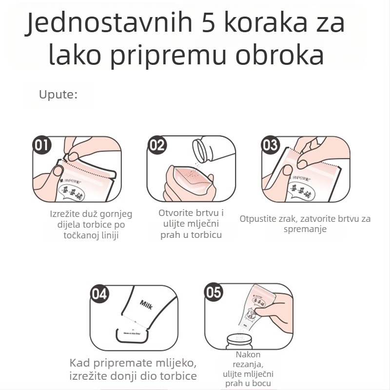 Torbe za skladištenje i doziranje mliječne praške s pretincima u kutiji, prenosne, hermetične za svježinu; marka Safety; težina 0,11 kg; bar kod 6921140831481