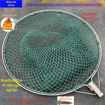 Ručni izradeni ribolovni mreža s glavom od nehrđajućeg čelika i dvostrukim prstenom, otporna na habanje, za lov ribe i pataka